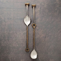 Ensemble de cuillères et fourchettes à salade en acier inoxydable avec manche noir pour la salle à manger et la cuisine