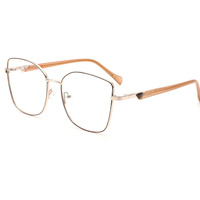 Montures de lunettes optiques carrées en métal tendance avec branches en acétate, pour verres correcteurs