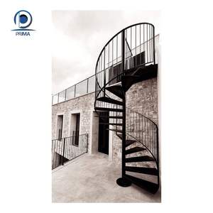 Escalera de Caracol moderna Prima, escalón de vidrio templado, placa de acero inoxidable, larguero, poste <span class=keywords><strong>Central</strong></span>, diseño que ahorra espacio - Product Image 3