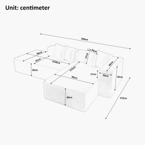 Sofá Seccional Modular Moderno en Forma de L de Tres Plazas, Tapizado en Tela de Lana de Cordero, Cómodo, para Sala de Estar de Apartamento o Villa - Product Image 6