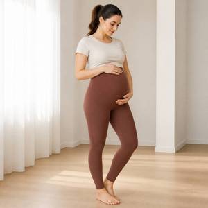 Leggings de maternité taille haute avec panneau de maintien ventral et confort sans couture pour la grossesse, le yoga, la détente et les activités quotidiennes - Product Image 2