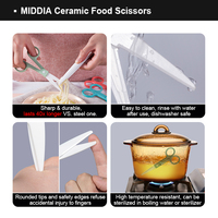Ciseaux à nourriture pour bébés MIDDIA, ciseaux d'alimentation en céramique, sans BPA, pointe arrondie, ciseaux de cuisine pour écraser les nouilles