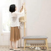 Meuble d'entrée 3-en-1 : Porte-manteau, banc à chaussures et étagère de rangement pour hall d'entrée