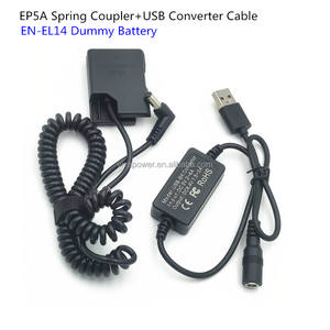 Câble convertisseur USB 5V + EN EL14 coupleur de EP-5A de batterie factice mâle pour <span class=keywords><strong>Nikon</strong></span> D3100 D3200 D3300 <span class=keywords><strong>D3400</strong></span> D3500 D5100 D5200 D5300 D5500 - Product Image 2