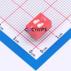 DS-02-R DIP Switch Through hole Component (THT) Switch ( Number of Switch Sections: 2 )( Lead Spacing: 2.54mm )( Color: Blue ) - Product Image 1