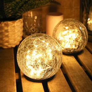 Hot sale glass ball crack magic festival garden decor lights powered by solar