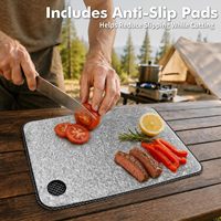 Planche à découper rectangulaire en titane cristallisé pour la cuisine, avec tapis en silicone antidérapant, blocs de découpe en titane résistants aux rayures
