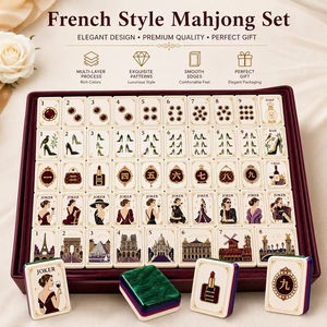 Nouvel ensemble de Mahjong américain vert de luxe créatif 2026 avec 160 tuiles sur le thème des monuments de Paris, <span class=keywords><strong>Tour</strong></span> <span class=keywords><strong>Eiffel</strong></span> personnalisée, en stock et prêt à être expédié - Product Image 4