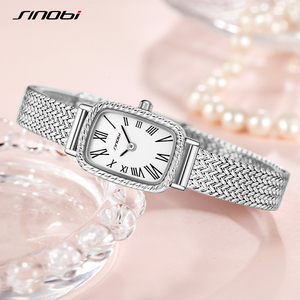 SINOBI Mini carré élégant montres blé bande vide or Rose placage <span class=keywords><strong>maille</strong></span> acier inoxydable nouveaux produits coffret cadeau Pack - Product Image 4