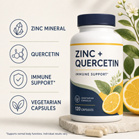 Capsules de Quercétine au Zinc OEM - Soutien Immunitaire Naturel 120 Capsules Végétariennes |   OEM/Marque privée pour adultes