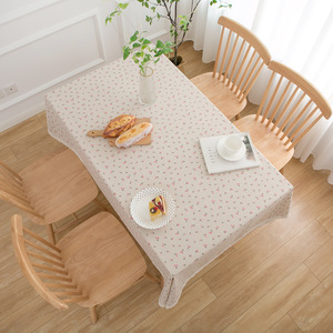 Printed Tablecloth With Daisy Patterns, Small Dots, Countryside Style Cotton And Linen <strong>Table</strong> Linen For Dining <strong>Tables</strong> And Chairs - Product Image 4