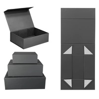 Boîte cadeau en carton ondulé recyclable avec fermeture magnétique noire mate, logo personnalisé, gaufrage - Rectangulaire pliable