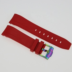 Bracelet de montre en caoutchouc vulcanisé de haute qualité, couleur rouge, trous de 1,8 mm et 2,5 mm, 22 mm, modèle SKX007 - Product Image 3