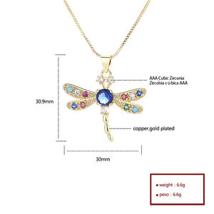 Joyeria 18K gioielli all'ingrosso Oro laminati Bijouterie Oro placcato Oro zircone libellula collana d'oro per le donne gioielli di moda - Product Image 6