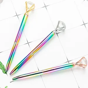 Special Rainbow Color Bling Diamond Crystal Pen Wedding Gift With Engraved Date Name Metal Pen
