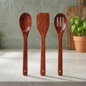 Ensemble d'ustensiles de cuisine 3 pièces avec support, spatules en bois résistantes à la chaleur pour ustensiles de cuisson antiadhésifs - Product Image 3