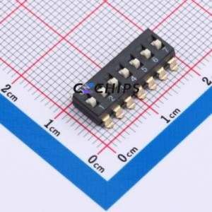 DSIC-07-LS-GER DIP Switch SMD Switch Flat Toggle, Raised Type Single Pole Single Throw 7 2.54mm - Product Image 1