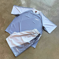 Ensemble de survêtement personnalisé respirant pour homme, léger, décontracté, en polyester et maille, composé d'un haut et d'un short, ensemble deux pièces