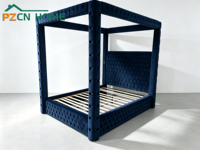 Lit à baldaquin PZCN HOME en velours de luxe, capitonné, taille Queen et King, doux, pour chambre à coucher