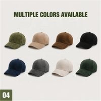 Gorra de béisbol de pana de vellón ancho vintage premium sin estructura, suave, para uso diario, estilo urbano, con logotipo personalizado, venta al por mayor
