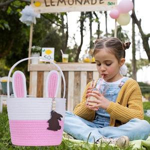 Cestas de Pascua Vacías para Niños y Niñas con Etiqueta de Conejito, Cesta para Huevos, Cesta de Regalos para Niños Pequeños y Adolescentes - Product Image 6