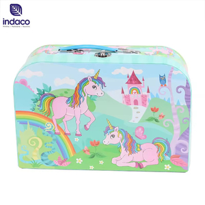 Kids Unicorn Fairy Tale Printed Paper Suitcase <b>Keepsake</b> <b>Box</b>, Custom Logo Cardboard Gift <b>Box</b> For Girls Birthday Present - Product Image 1