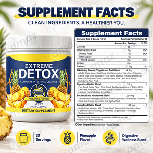 Poudre Détox Extrême Marque Blanche OEM Saveur Ananas Fibres Végétales Probiotiques Nettoyage Botanique Complément Bien-être Digestif - Product Image 2