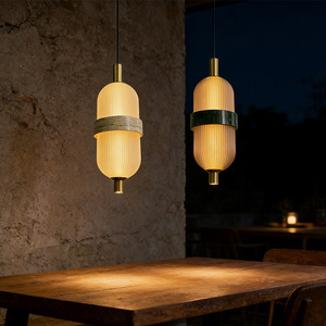 Lampe suspendue de luxe <span class=keywords><strong>pour</strong></span> la décoration de la maison et de l'hôtel, abat-jour en verre, luminaire en pierre <span class=keywords><strong>pour</strong></span> chevet, îlot de <span class=keywords><strong>cuisine</strong></span>, chambre et côté canapé - Product Image 2