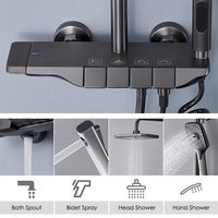Système de Douche Complet et Moderne pour Salle de Bain, Fixation Murale, Effet Pluie, en Laiton, avec Mitigeur, Modèle Piano