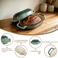 Ofenfester Brotbackbehälter mit Eigenmarke, 2-in-1 Emaillierter Gusseisen-Sauerteigbrotbackbehälter mit Deckel für Artisan-Sauerteigbacken
