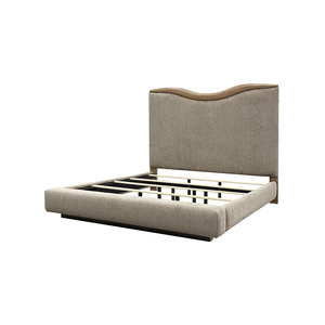 <span class=keywords><strong>Letto</strong></span> <span class=keywords><strong>matrimoniale</strong></span> di lusso in legno naturale con testiera imbottita in <span class=keywords><strong>tessuto</strong></span> di lino, design a onda - Product Image 6