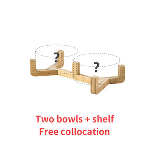 Mangkuk pemberi makan keramik kucing anjing peliharaan dengan bingkai bambu desain bulat warna-warni bentuk 13cm * 5cm penggunaan dalam ruangan - Product Image 5