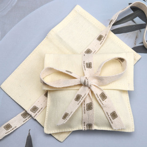 OEM/ODM Organic Cotton Canvas <b>Envelope</b> Bag Custom Logo Screen Printed Rings Bracelet <b>Gift</b> Cotton Dust Pouch with Bow - Product Image 2