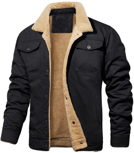 Veste d'hiver décontractée grande taille pour hommes Doublure en fourrure Motif brodé Manteau d'extérieur chaud Tissu en toile Vente en gros Impression bouffante sur le devant - Product Image 3