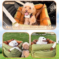 Siège de voiture pour chien en similicuir de luxe moderne, convertible multi-positions, avec housse imperméable et lavable, et harnais métallique