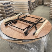 Table de Repas Pliante en Métal et Fer avec Pieds Repliables pour Événements, Mariages, Banquets Extérieurs, Restaurants, Table Ronde en Bois Pliante de 6 et 8 Pieds