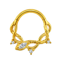 Nouveau 2026 Anneau de septum en acier inoxydable 316, motif serpent, avec zircone cubique marquise, clicker à segment articulé, bijou de piercing