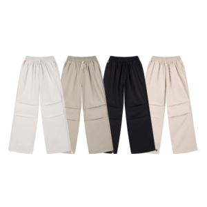กางเกงขากว้างของผู้หญิงขายาวกางเกงโพลีเอสเตอร์100% ระบายอากาศปกติสีพื้น - Product Image 1