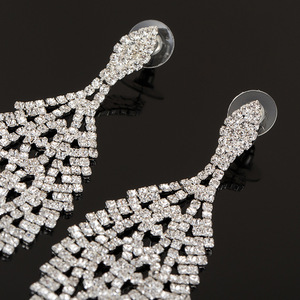 Retro Fashion European American Long Crystal Rhinestone Alloy <b>Earrings</b> Full Exaggerated Atmospheric <b>Tassel</b> Drop <b>Earrings</b> Women - Product Image 4