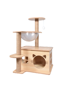 Árbol para Gatos de Madera de Gran Tamaño, Moderno, Ecológico, Ajustable en Altura (4 Niveles), Rascador para Mascotas, Casa Torre de Cartón, Venta al Por Mayor Personalizada - Product Image 1