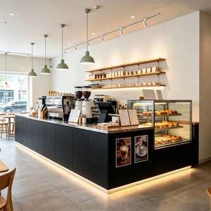 Vitrina de Vidrio Personalizada para Cafetería, Barra con Iluminación LED para Panadería, Postres, Té con Leche, Diseño de Tienda Concept - Product Image 1