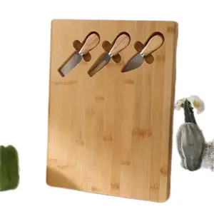 Planche à découper en bois écologique personnalisée bambou fromage Charcuterie planche avec couteaux en acier inoxydable cuisine blocs à découper modèle nouveau