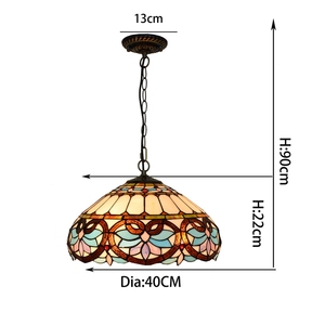 Lámpara de Araña China de 40 cm, Estilo Barroco Retro, para Bar, Comedor, Dormitorio, Lámpara Colgante de Cristal de Colores Estilo Tiffany, Artesanía - Product Image 4