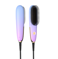 Brosse chauffante électrique professionnelle en céramique avec écran LCD et plaques en aluminium pour le lissage des cheveux féminins - Chauffage rapide