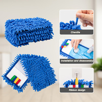 Esun Home Fregona de chenilla de bolsillo de polvo de microfibra reutilizable lavable para limpieza de pisos con poste de aluminio