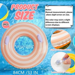 Flotador Inflable de PVC con Rayas para Adultos, Diámetro de 33 Pulgadas, para Piscina - Product Image 2