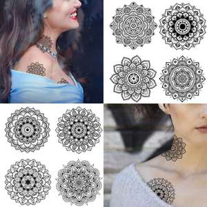 12 Hojas con 24 Diseños Impresionantes <span class=keywords><strong>de</strong></span> <span class=keywords><strong>Tatuajes</strong></span> <span class=keywords><strong>Temporales</strong></span> <span class=keywords><strong>de</strong></span> Flores Mandala Negras para Mujeres - Product Image 5