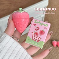 SHAQINUO Baume à lèvres liquide hydratant et soignant aux fraises Bobo, avec pendentif mignon, masque de nuit pour les lèvres
