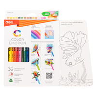 Crayons de couleur Deli EC00730, 12/24/36 couleurs, ensemble de crayons de dessin, ensemble de crayons de dessin pour enfants, crayons de dessin à l'eau