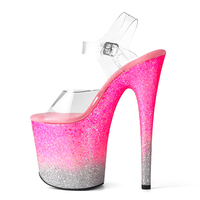 Chaussures de danse exotiques en PVC scintillant à lacets, talon haut de 20 cm, bout ouvert transparent, semelle surélevée, plateforme à paillettes, chaussures de scène, vente en gros